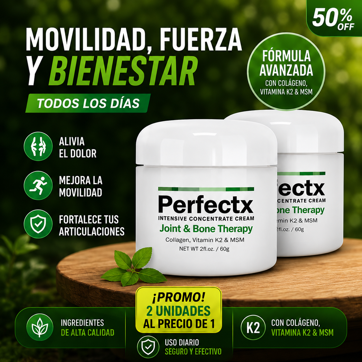 🚨 (PROMO) CREMA PERFECTX | Alivio Profundo para Músculos, Huesos y Articulaciones | Compra 1 Lleva 2 💥🎁