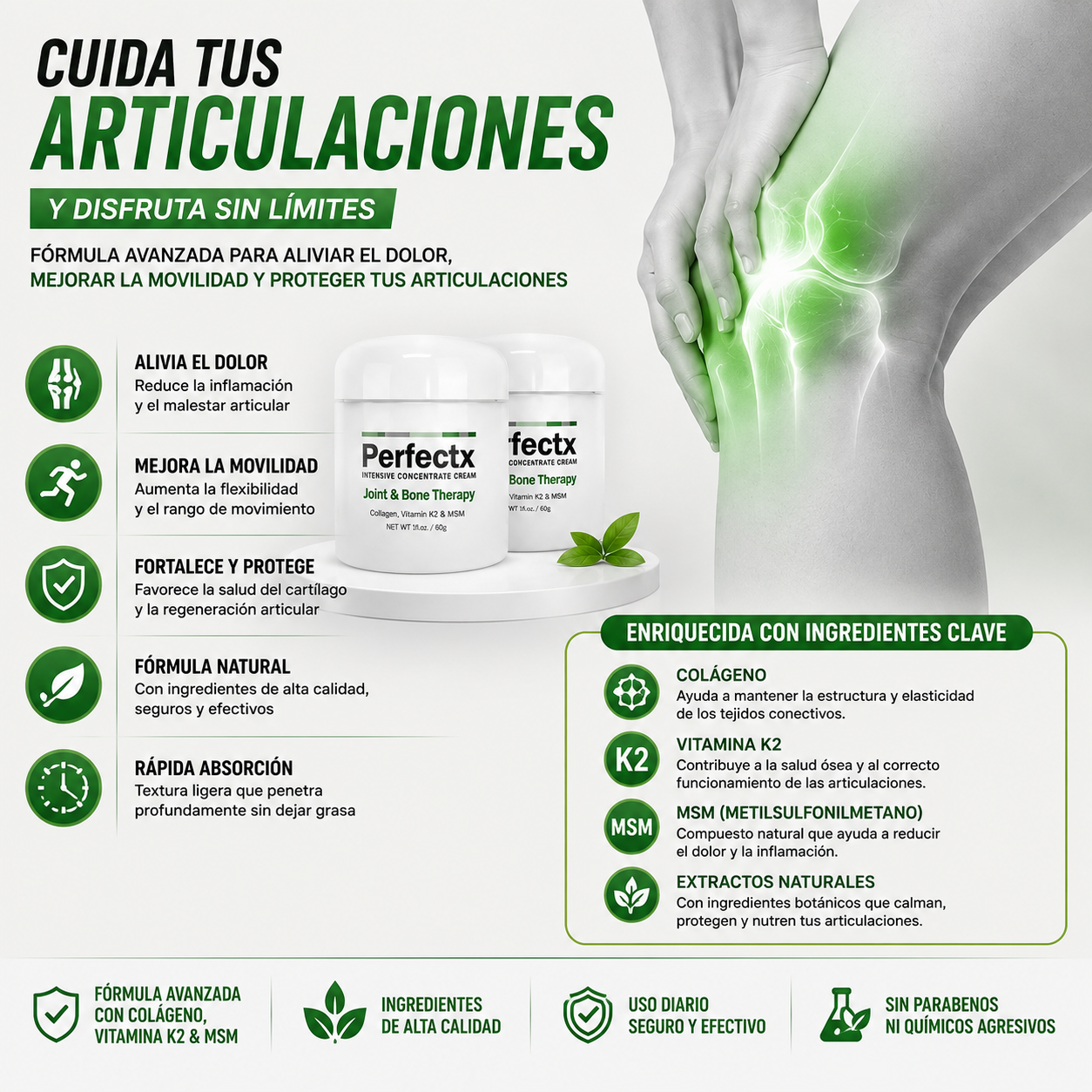 🚨 (PROMO) CREMA PERFECTX | Alivio Profundo para Músculos, Huesos y Articulaciones | Compra 1 Lleva 2 💥🎁