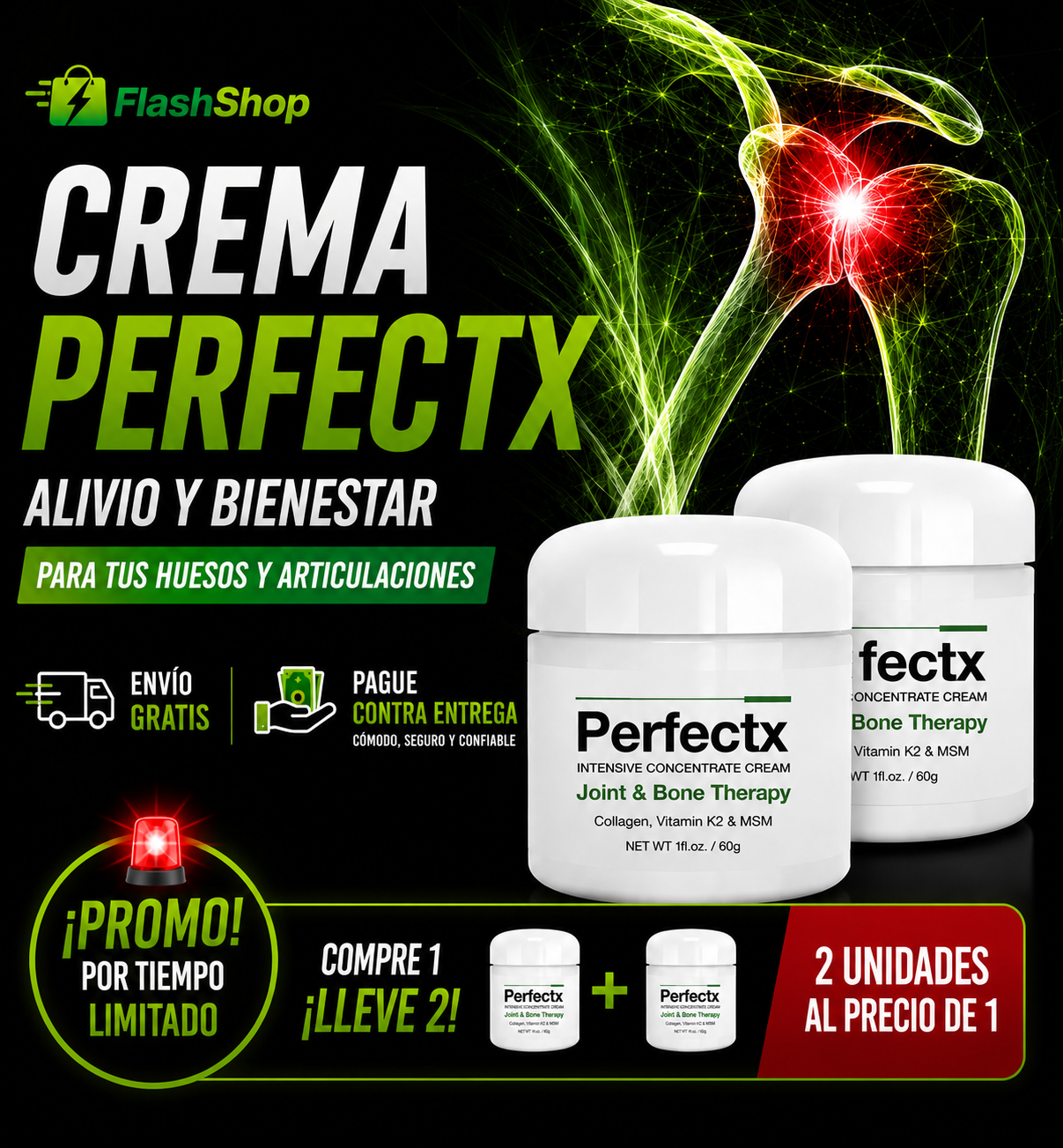 🚨 (PROMO) CREMA PERFECTX | Alivio Profundo para Músculos, Huesos y Articulaciones | Compra 1 Lleva 2 💥🎁