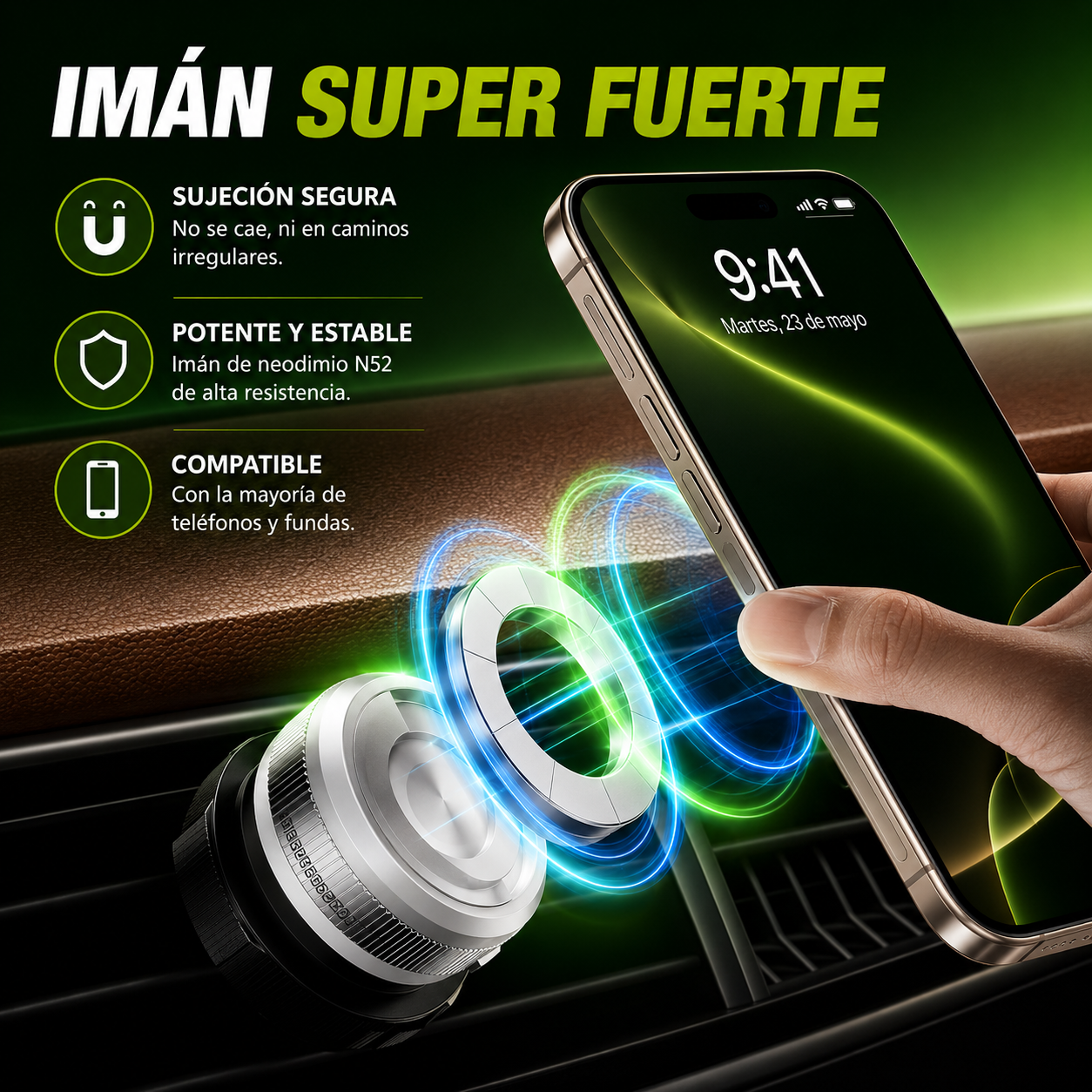 🚨 (OFERTA) SOPORTE MAGNÉTICO PARA TELÉFONO 📱🧲 | Fijación Súper Fuerte y Ajuste 360°